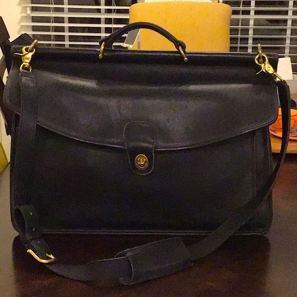 Vintage Coach Black Leather Beekman Briefcase